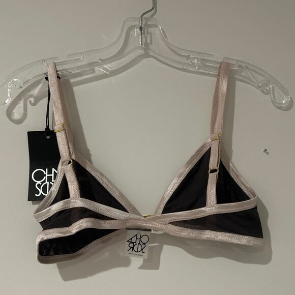 NWT Chaser Mesh Front Clasp Bralette, Gray/Light Pink, Women's Size Medium - Picture 4 of 5